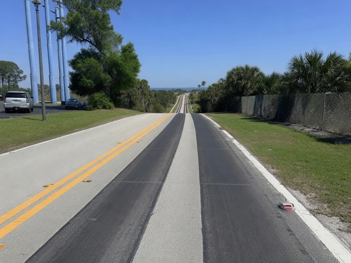 Roadway Safety Strip high-friction treatment for steep grades & downhill sections