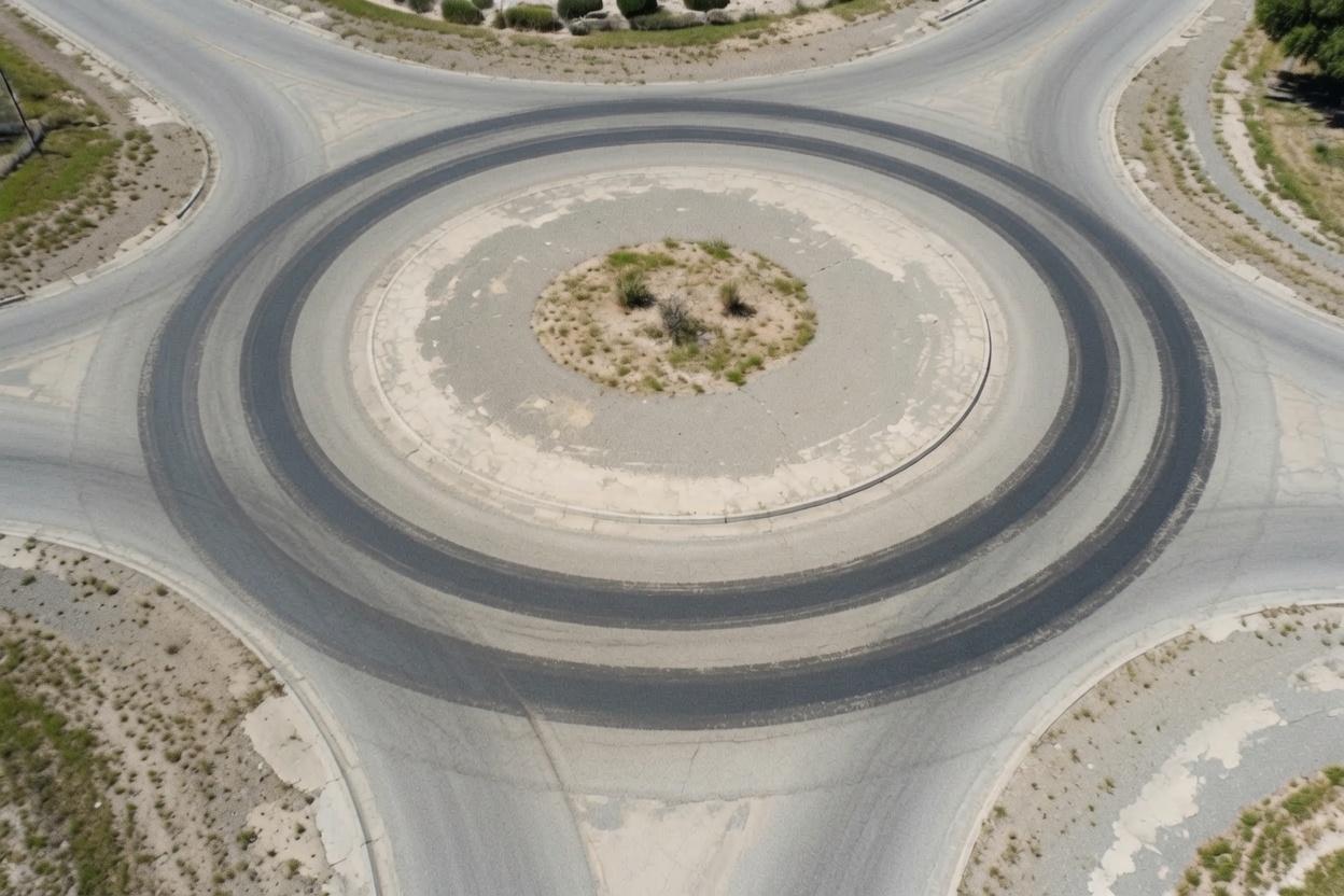 Roadway Safety Strip high-friction treatment for roundabouts & traffic circles